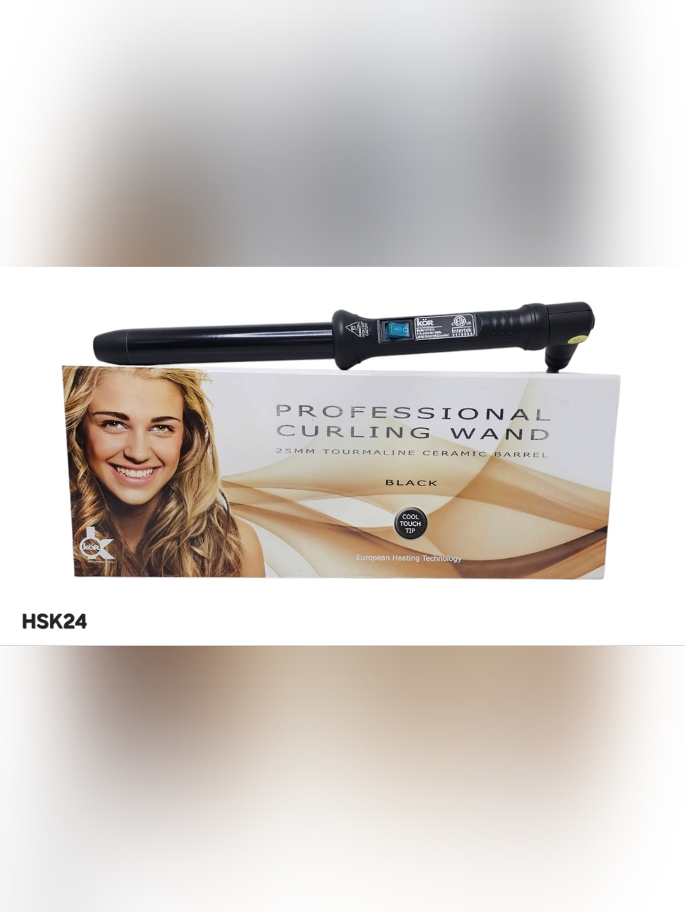 KOR 25MM 100% TOURMALINE CERAMIC BARREL HAIR CURLER HSK24 BLACK